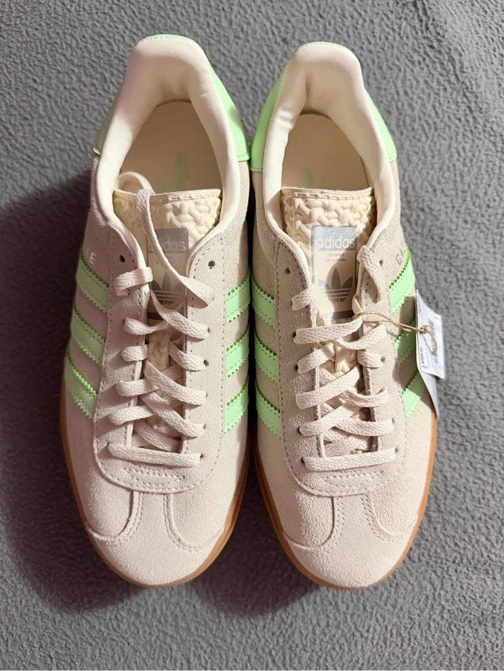 adidas Women's Platform Sneakers in Beige with Mint Stripes